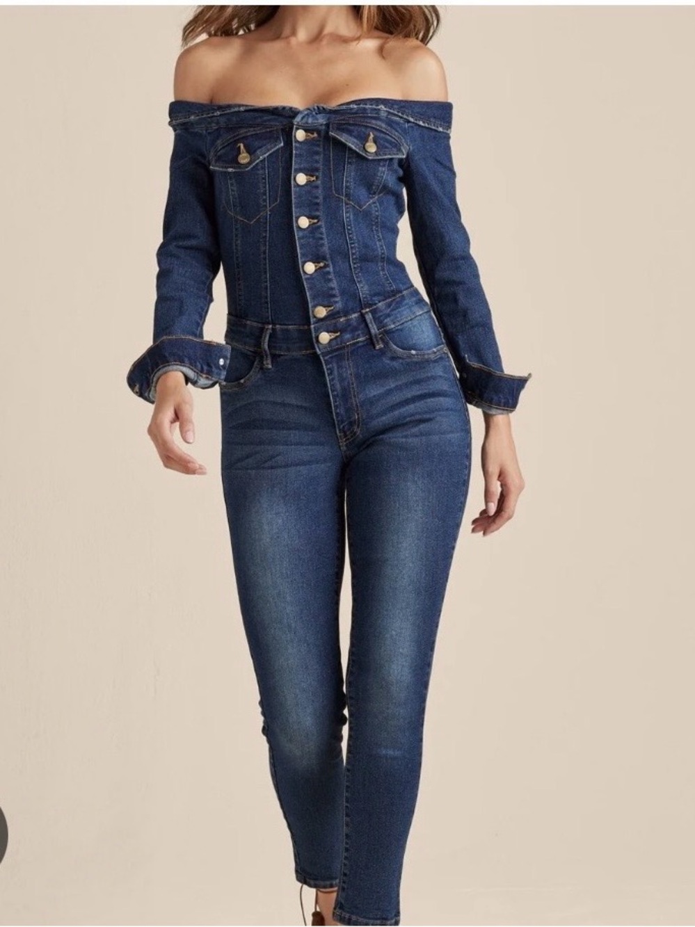 Woman’s Off Shoulder denim Jumpsuit